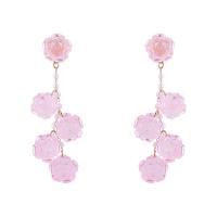 Resin Earring, with Plastic Pearl, Rose, for woman, more colors for choice, 19x98mm, Sold By Pair