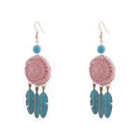 Fashion Fringe Earrings Caddice with Turquoise & Zinc Alloy Dream Catcher plated for woman mixed colors Sold By Pair