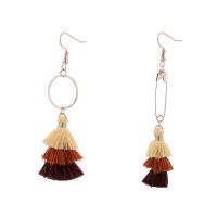 Asymmetric Earrings Zinc Alloy with Cotton Thread gold color plated for woman nickel lead & cadmium free  Sold By Pair