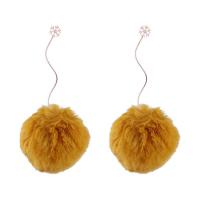 Fluffy Pom Pom Earrings, Plush, Round, for woman, more colors for choice, nickel, lead & cadmium free, 58x108mm, Sold By Pair