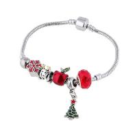 European Bracelet Zinc Alloy with Crystal & Brass silver color plated for woman & enamel mixed colors nickel lead & cadmium free Length Approx 19 cm Sold By PC