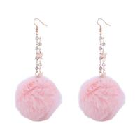 Fluffy Pom Pom Earrings Plush with Rhinestone & Zinc Alloy Round gold color plated for woman nickel lead & cadmium free Sold By Pair
