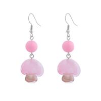 Resin Earring mushroom for woman pink Sold By Pair
