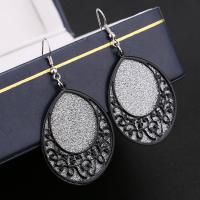Tibetan Style Drop Earrings, Teardrop, plated, for woman & frosted, more colors for choice, nickel, lead & cadmium free, 50-60mm, Sold By Pair