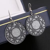 Zinc Alloy Drop Earrings Flat Round plated for woman & frosted nickel lead & cadmium free 50-60mm Sold By Pair