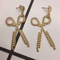 Tibetan Style Drop Earrings, Scissors, gold color plated, for woman, nickel, lead & cadmium free, 50-60mm, Sold By Pair