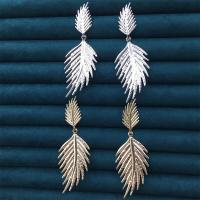 Zinc Alloy Drop Earrings Leaf plated for woman nickel lead & cadmium free 50-60mm Sold By Pair