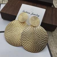 Zinklegierung Ohrringe, flache Runde, goldfarben plattiert, für Frau, frei von Nickel, Blei & Kadmium, 50-60mm, verkauft von Paar
