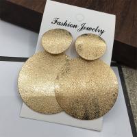 Zinc Alloy Drop Earrings Flat Round gold color plated for woman & frosted nickel lead & cadmium free 50-60mm Sold By Pair