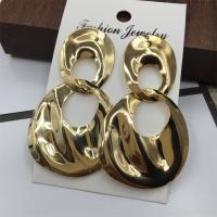 Boucles d'oreilles en alliage de zinc, larme, Placage de couleur d'or, pour femme & creux, protéger l'environnement, sans nickel, plomb et cadmium, 50-60mm, Vendu par paire
