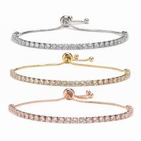 Cubic Zirconia Micro Pave Brass Bracelet, plated, micro pave cubic zirconia & for woman, more colors for choice, nickel, lead & cadmium free, Length:7.1 Inch, Sold By PC
