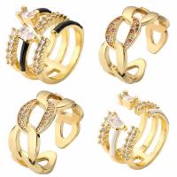 Cubic Zirconia Micro Pave Brass Ring 18K gold plated & micro pave cubic zirconia & for woman & enamel nickel lead & cadmium free Sold By PC