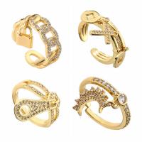 Cubic Zirconia Micro Pave Brass Ring gold color plated & micro pave cubic zirconia & for woman golden nickel lead & cadmium free Sold By PC
