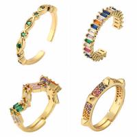 Cubic Zirconia Micro Pave Brass Ring, gold color plated, different styles for choice & micro pave cubic zirconia & for woman, mixed colors, nickel, lead & cadmium free, Sold By PC
