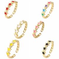 Brass Finger Ring, Star, gold color plated, for woman & enamel, more colors for choice, nickel, lead & cadmium free, 3mm, Sold By PC