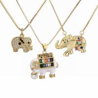 Cubic Zircon Micro Pave Brass Necklace, with 1.97 extender chain, Elephant, gold color plated, different styles for choice & micro pave cubic zirconia & for woman & enamel, more colors for choice, nickel, lead & cadmium free, Length:15.75 Inch, Sold By PC
