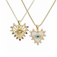 Evil Eye smykker halskæde, Messing, guldfarve belagt, forskellige stilarter for valg & Micro Pave cubic zirconia & for kvinde & emalje, gylden, nikkel, bly & cadmium fri, Solgt af PC