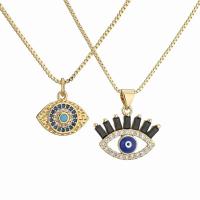 Evil Eye Jewelry Necklace, Brass, with 1.97 extender chain, gold color plated, different styles for choice & micro pave cubic zirconia & for woman, golden, nickel, lead & cadmium free, Length:15.75 Inch, Sold By PC