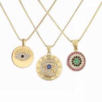 Evil Eye Jewelry Necklace, Brass, with 1.97 extender chain, gold color plated, different styles for choice & micro pave cubic zirconia & for woman & enamel, golden, nickel, lead & cadmium free, Length:15.75 Inch, Sold By PC
