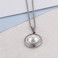 Plastic Pearl Necklace 304 Stainless Steel with Plastic Pearl & for woman 19mm 14mm Length Approx 17.72 Inch Sold By PC