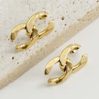Titanium Steel  Earring, 18K gold plated, fashion jewelry & for woman, golden, 14x27mm, Sold By Pair