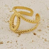 Ring Finger Titantium stali, Pozłacane 18K, biżuteria moda & dla kobiety, złoty, 16mm, rozmiar:7, sprzedane przez PC