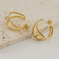Titanium Steel  Earring Vacuum Ion Plating fashion jewelry & for woman golden 22.80mm Sold By Pair