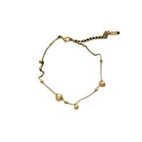 Stainless Steel Anklet, Titanium Steel, with 5cm extender chain, Round, Vacuum Ion Plating, fashion jewelry & adjustable & for woman, golden, Length:21.5 cm, Sold By PC