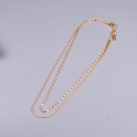 Mode-Multi-Layer-Halskette, 316 L Edelstahl, mit Verlängerungskettchen von 5cm, Doppelschicht & Modeschmuck & einstellbar & für Frau, goldfarben, Länge:34 cm, 39 cm, verkauft von PC