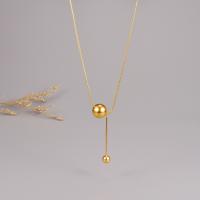 Stainless Steel Jewelry Necklace 316L Stainless Steel with 6cm extender chain Round Vacuum Ion Plating fashion jewelry & adjustable & for woman golden 15mm 8mm Sold By PC