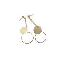 Zinc Alloy Drop Earrings Round gold color plated fashion jewelry & for woman golden nickel lead & cadmium free 75mm Sold By Pair