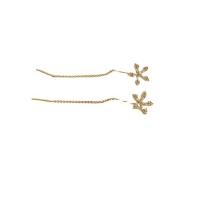 Cubic Zirconia Micro Pave Brass Earring Flower gold color plated fashion jewelry & micro pave cubic zirconia & for woman golden nickel lead & cadmium free 70mm Sold By Pair