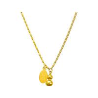 Titanium Steel Necklace, with 5cm extender chain, Calabash, Vacuum Ion Plating, fashion jewelry & adjustable & for woman, golden, 6.80x10.80mm, Length:17 cm, Sold By PC