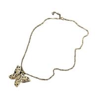 Brass Necklace, with 5cm extender chain, Butterfly, gold color plated, fashion jewelry & for woman, golden, nickel, lead & cadmium free, 32.30x21.40mm, Length:41.8 cm, Sold By PC