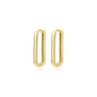 925 Sterling Silver Hoop Earrings, Square, gold color plated, fashion jewelry & for woman, gold, 22.20x10mm, Sold By PC
