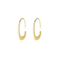 925 Sterling Silver Stud Earrings, Letter C, gold color plated, fashion jewelry & for woman, gold, 11.50x18.50mm, Sold By PC