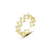 Solidny srebrny pierścień, 925 Srebro, Platerowane w kolorze złota, Regulowane & dla kobiety & pusty, złoto, sprzedane przez PC