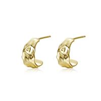 925 Sterling Silver Stud Earrings, gold color plated, fashion jewelry & for woman, gold, 13x6.50mm, Sold By PC