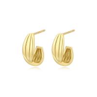 Boucle d'oreille bijoux en argent sterling, Argent sterling 925, Placage de couleur d'or, bijoux de mode & pour femme, Or, 12.50x4.50mm, Vendu par PC