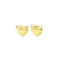 925 Sterling Silver Stud Earrings Heart gold color plated fashion jewelry & for woman gold Sold By PC