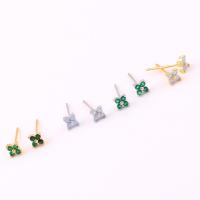 Cubic Zirconia Micro Pave Brass Earring, plated, micro pave cubic zirconia & for woman, more colors for choice, 4.30mm, Sold By PC
