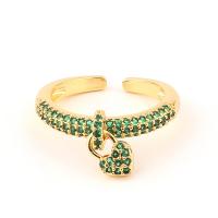Cubic Zirconia Micro Pave Brass Ring gold color plated Adjustable & micro pave cubic zirconia & for woman 10mm Sold By PC