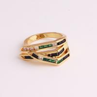 Krychlový Circonia Micro vydláždit mosazný prsten, Mosaz, barva pozlacený, Nastavitelný & micro vydláždit kubické zirkony & pro ženy, více barev na výběr, 11mm, Prodáno By PC