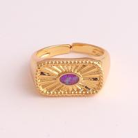 Cubique anneau en laiton Circonia Micro Pave, Placage de couleur d'or, Réglable & pavé de micro zircon & pour femme, plus de couleurs à choisir, 18mm, Vendu par PC