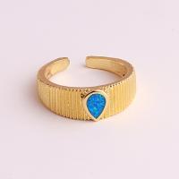 Ring Finger mosiądz, ze Opal, Platerowane w kolorze złota, Regulowane & dla kobiety, dostępnych więcej kolorów, sprzedane przez PC