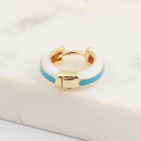 Brass Huggie Hoop Earring real gold plated for woman & enamel Sold By Pair