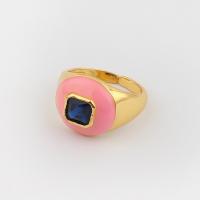 Krychlový Circonia Micro vydláždit mosazný prsten, Mosaz, skutečný pozlacené, Nastavitelný & micro vydláždit kubické zirkony & pro ženy & smalt, více barev na výběr, Prodáno By PC