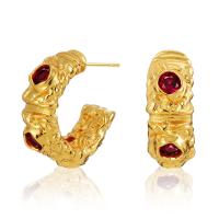 Cubic Zirconia Micro Pave Brass Earring Letter C 18K gold plated micro pave cubic zirconia & for woman nickel lead & cadmium free Sold By Pair