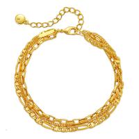 Brass Bracelet & Bangle, with 2.36inch extender chain, 18K gold plated, multilayer & for woman, nickel, lead & cadmium free, Length:Approx 6.69 Inch, Sold By PC