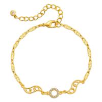 Cubic Zirconia Micro Pave Brass Bracelet with 2.36inch extender chain Donut 18K gold plated micro pave cubic zirconia & for woman & hollow nickel lead & cadmium free Length Approx 6.69 Inch Sold By PC